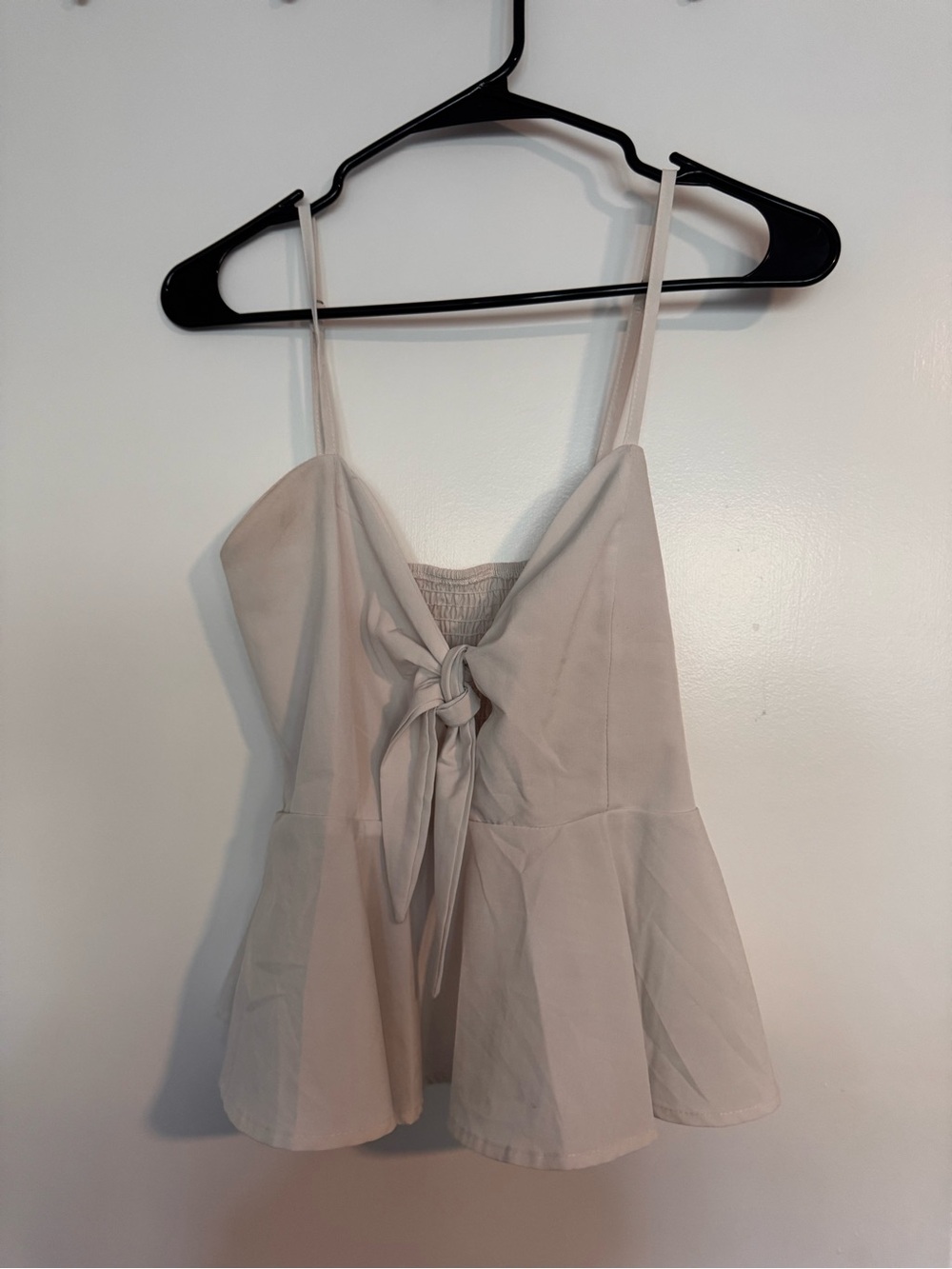 Women’s Tie-Front Peplum Cami Top - Cream
